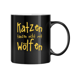 Tasse: Katzen tanzen nicht mit Wölfen